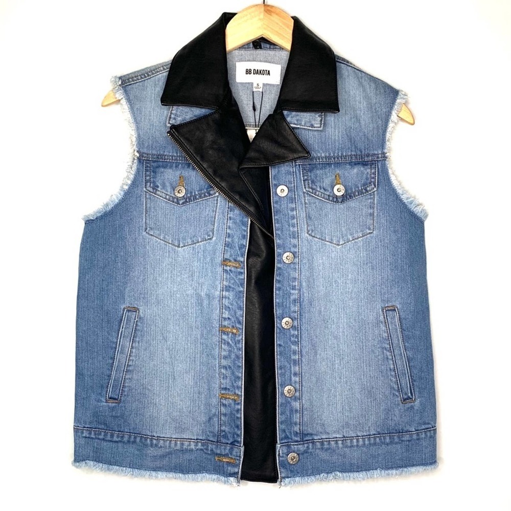 BB Dakota zip up denim vest womens size small